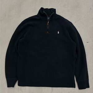 Vintage Ralph Lauren Men's Black Zip-Up Sweater